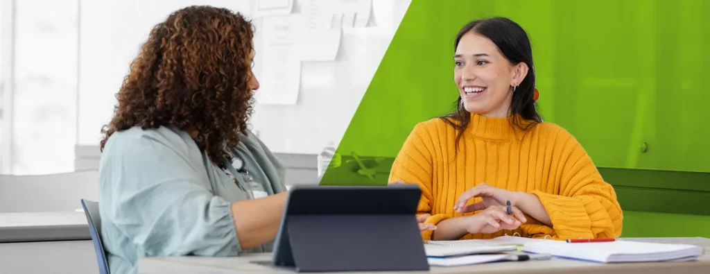 Transfer student meeting with an enrollment counselor