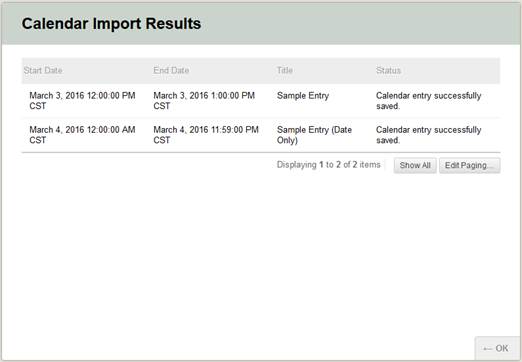 blackboard learn calendar import example