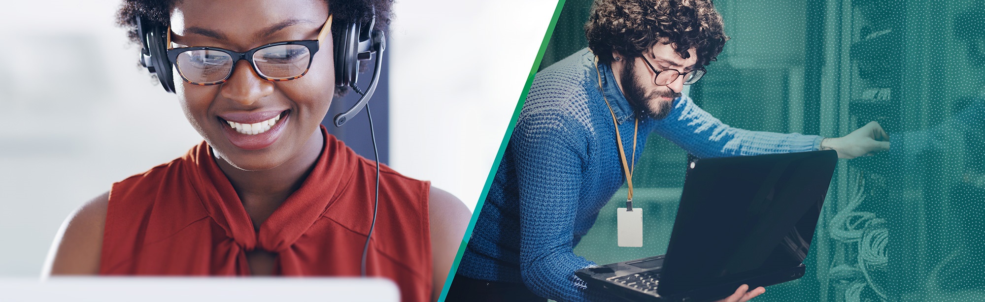 split image of higher ed technology professionals; Higher Ed and Remote Working: How to Enable a Secure and Effective Remote Workforce
