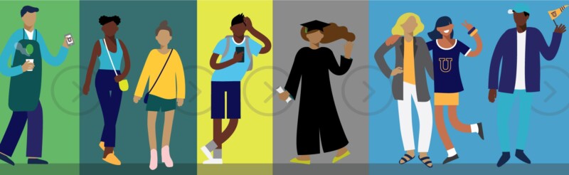 illustrations of various college students