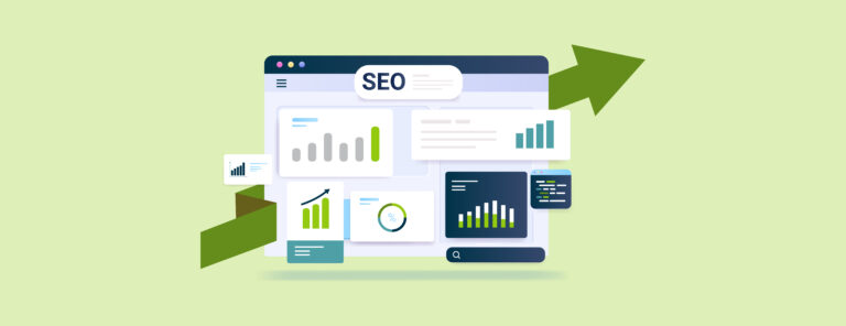 Illustration of web page with charts representing data