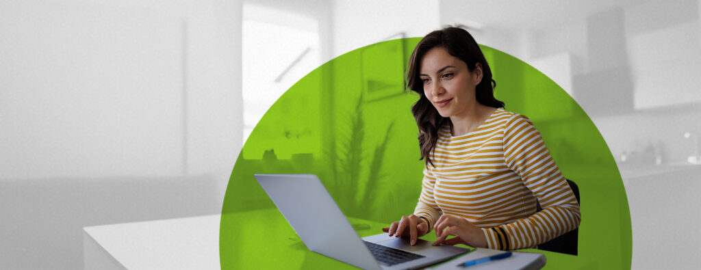 Adult learner studying on laptop at home