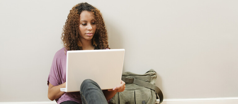 Student using laptop