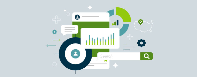 illustration of data and search icons