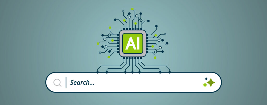 Empty search bar with and AI logo above