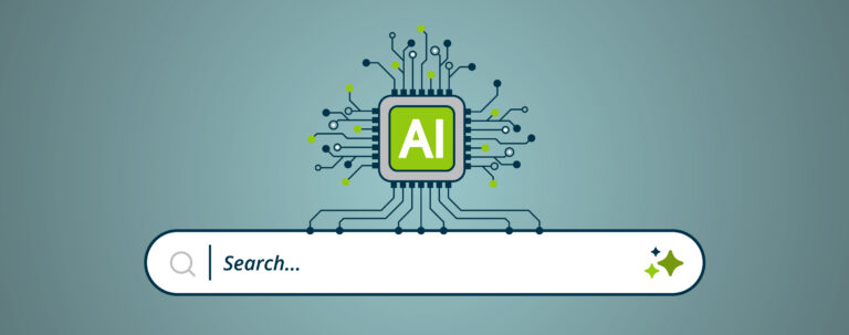 Empty search bar with and AI logo above