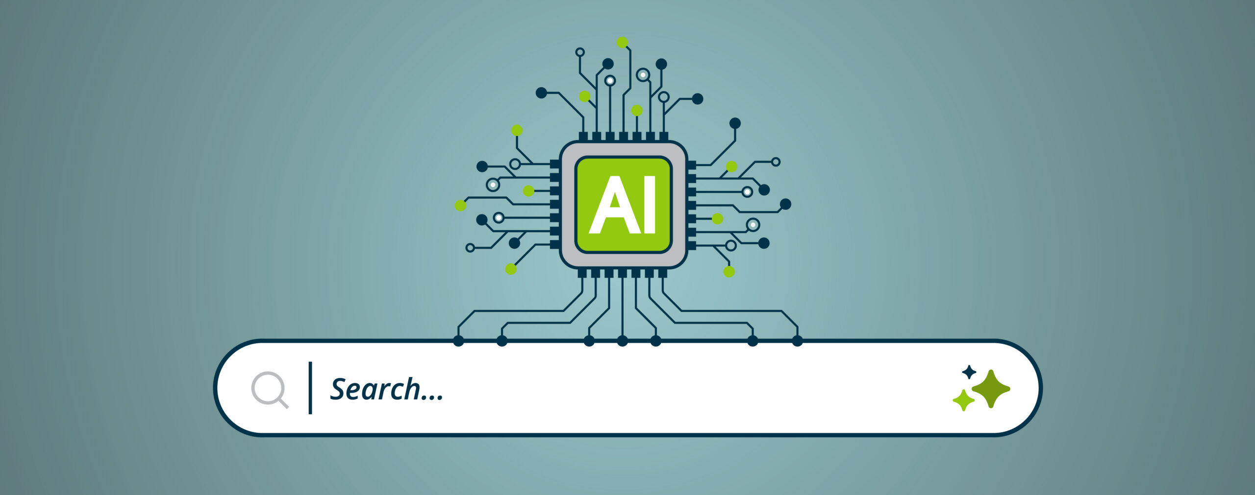 Empty search bar with and AI logo above