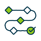 icon showing connected stages of a student lifecycle