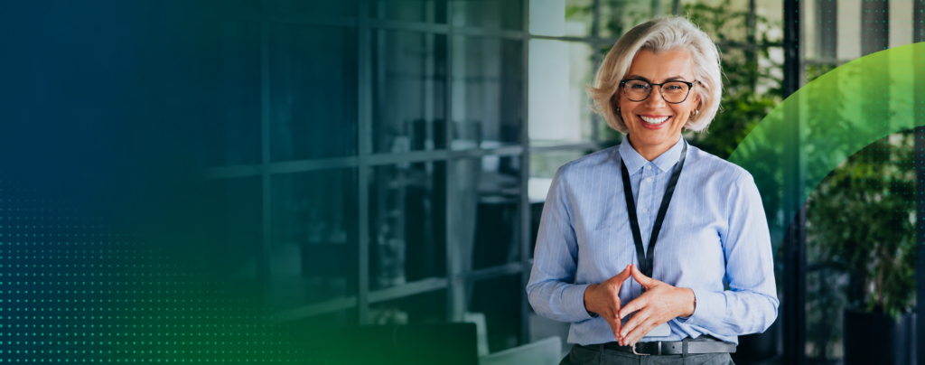 Female leader in modern office setting