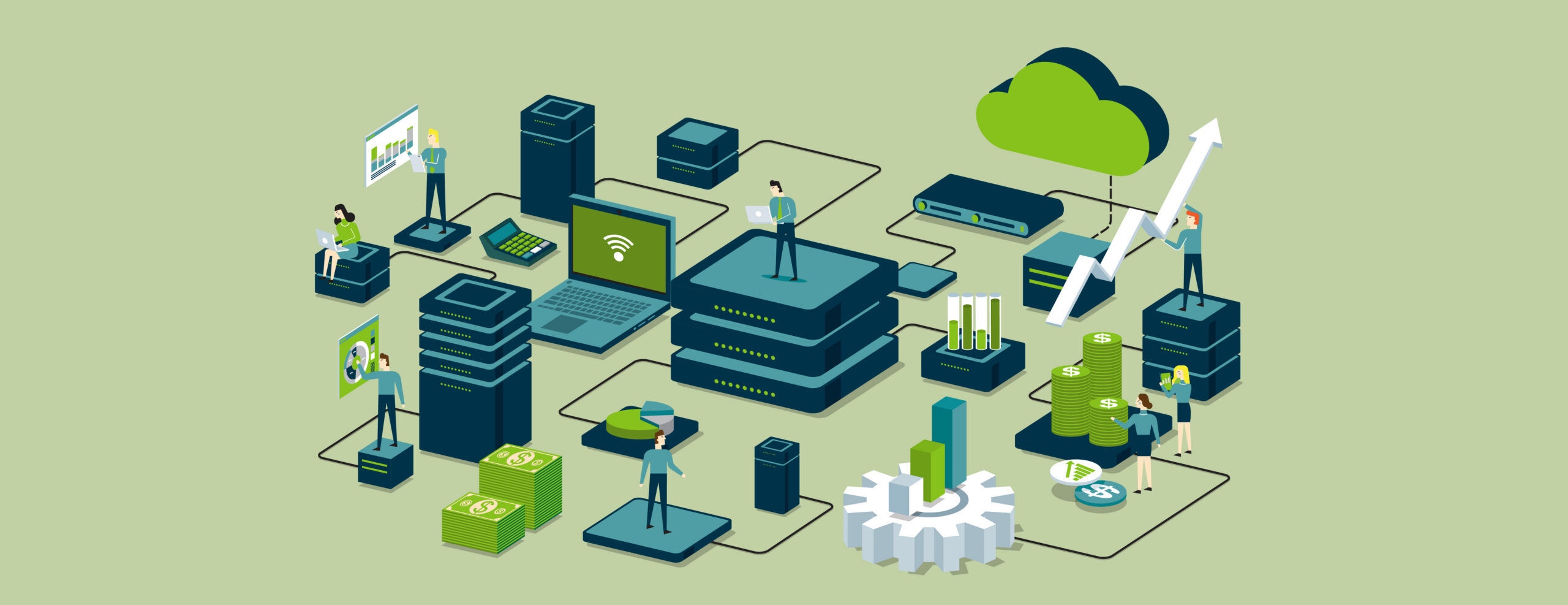 Illustration of different technology icons and items all interconnected.